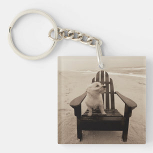 Dog Enjoying the Beach Key Ring