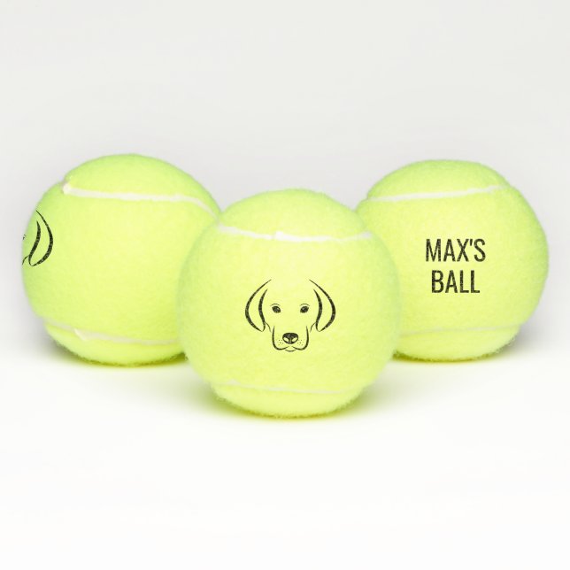 Dog face and name personalised tennis ball (Multi)