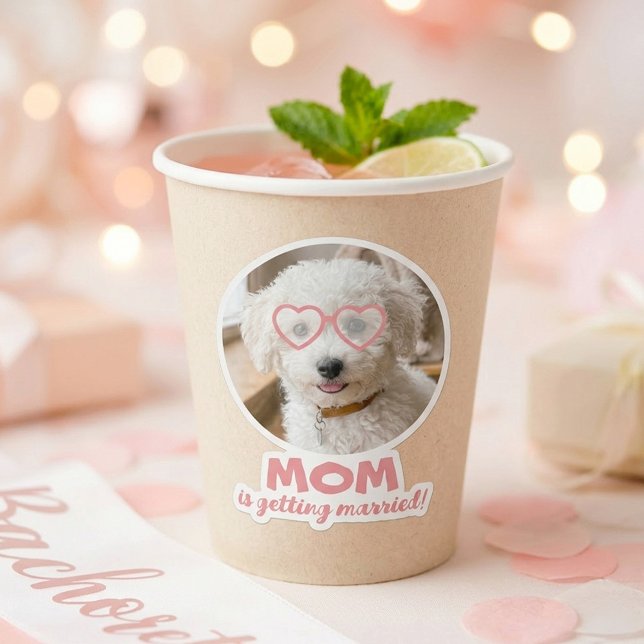 Dog Face Bachelorette Bridal Pet Photo Favors (Mom Is Getting Married Funny Dog Photo Bachelorette Party Stickers)