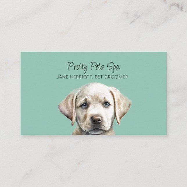 Dog Face Illustration Pet Grooming Business Card (Front)