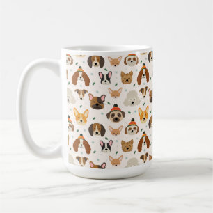 Dog Faces in Winter Hats Holiday Pattern Coffee Mug