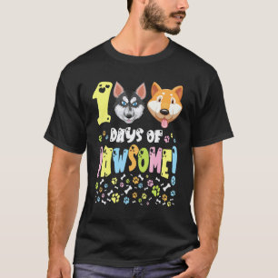 Dog Faces Teacher Student Happy 100 Days Of Pawsom T-Shirt