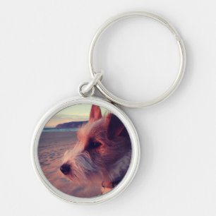 Dog Facing The Beach Key Ring