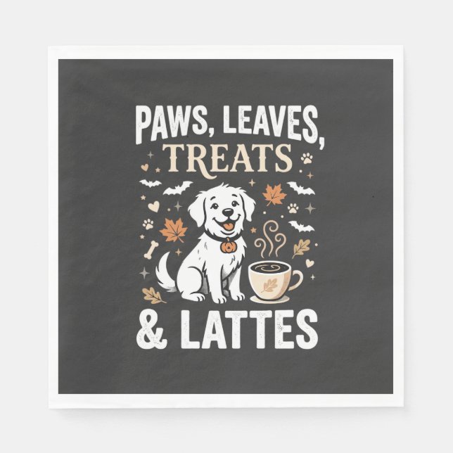 Dog Fall Latte Halloween Napkin (Front)