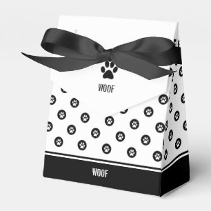 Dog Favour Box Black and White Paw Print Favour