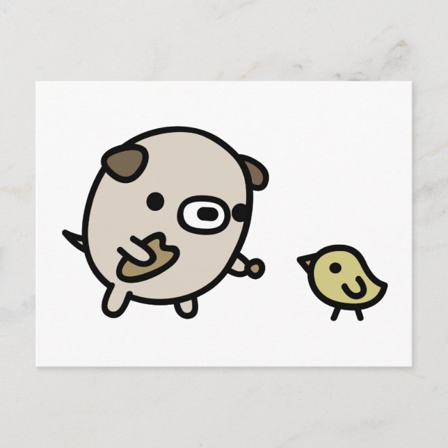 Dog Feeding Bird Postcard (Front)