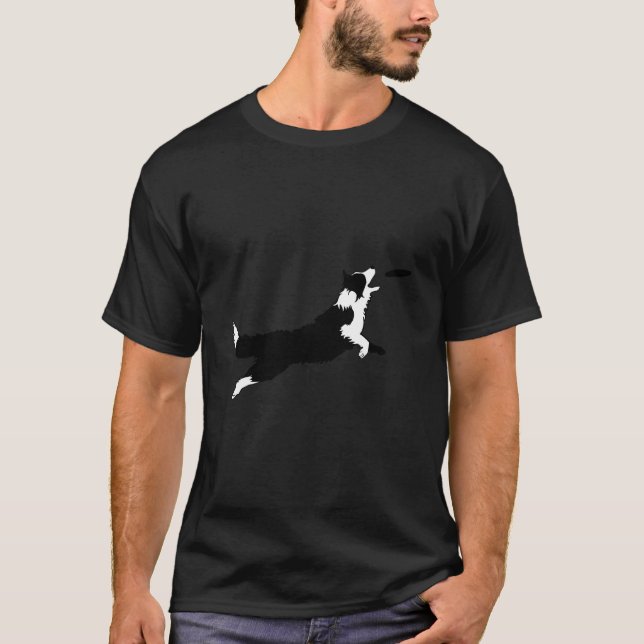 Dog Fetch Frisbee Border Collie Dog Lover Gift T-Shirt (Front)
