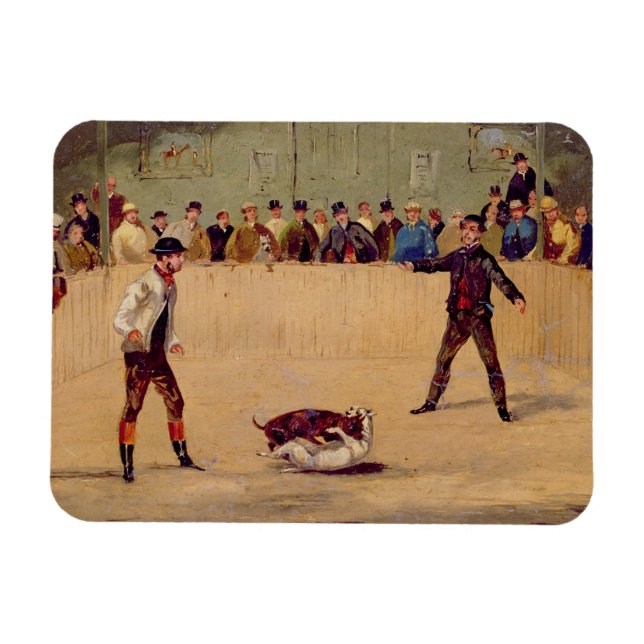 Dog Fighting (oil on paper) Magnet (Horizontal)