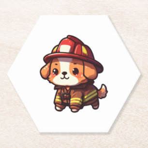 Dog Firefighter Classic T-Shirt (2) Paper Coaster