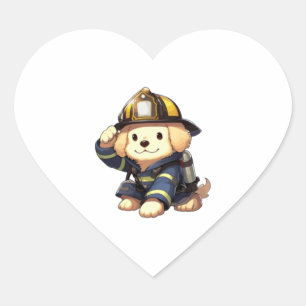 Dog Firefighter Classic T-Shirt Heart Sticker