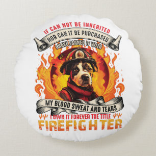 Dog Firefighter Round Cushion