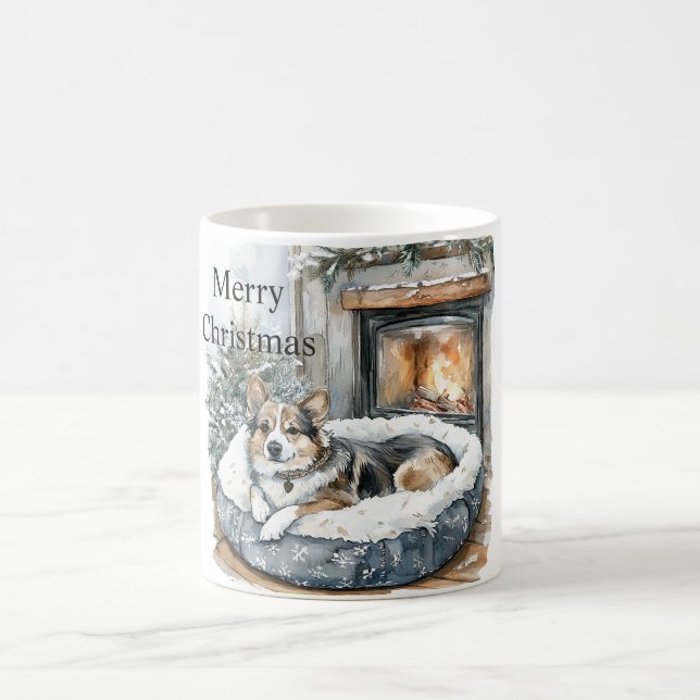 Dog Fireplace Christmas Coffee Mug (Center)