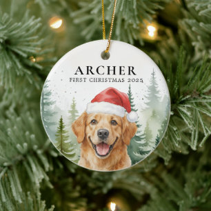 Dog First Christmas Pet Puppy Photo Personalised Ceramic Tree Decoration