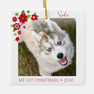 Dog First Christmas Photo Ceramic Ornament