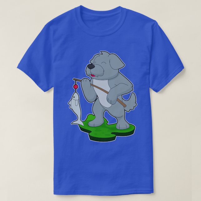 Dog Fisher Fish Fishing T-Shirt (Design Front)