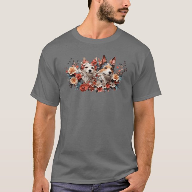 dog Flowers funny gift T-Shirt (Front)