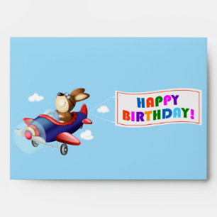 Dog Flying Aeroplane Birthday Envelope
