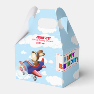 Dog Flying Aeroplane Birthday Party Favour Box
