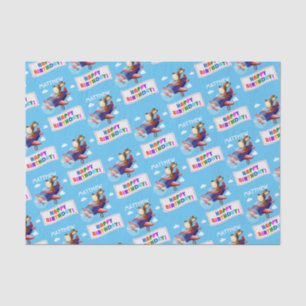 Dog Flying Aeroplane Personalised Birthday Tissue Paper