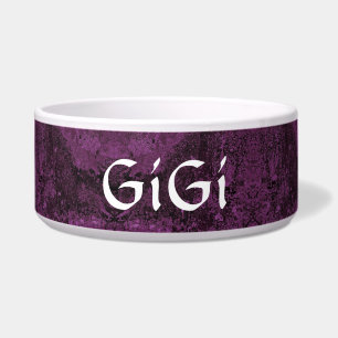 Dog Food Bowl in Purple Amethyst Name Optional