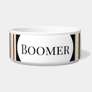 Dog Food Bowl w Stripe Design - HAMbWG