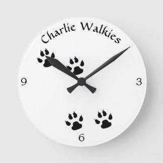 Dog Footprint Template Round Clock