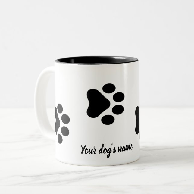 Dog Footprint Two-Tone Coffee Mug (Front Left)