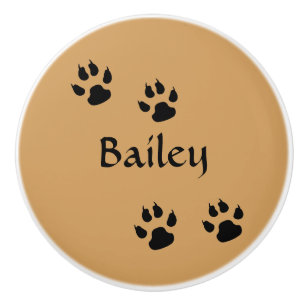 Dog Footprints Ceramic Knob