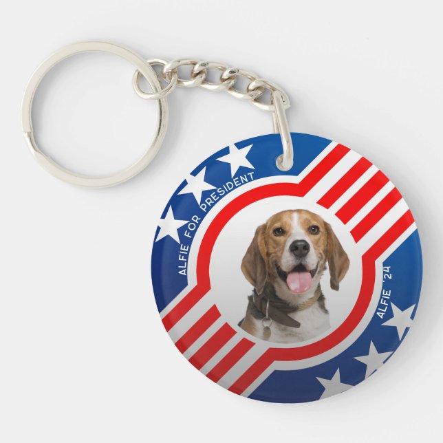 Dog for President Photo USA Elections Personalised Key Ring (Front)
