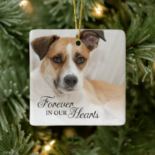 Dog Forever In Our Hearts Photo Ceramic Ornament