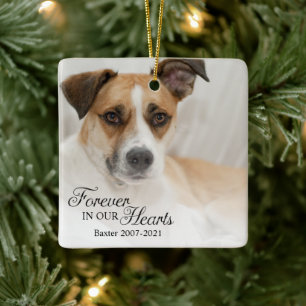 Dog Forever In Our Hearts Photo Ceramic Ornament