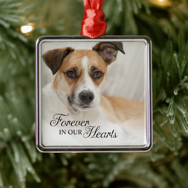 Dog Forever In Our Hearts Photo Metal Tree Decoration (Tree)