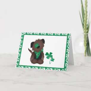 Dog Four Leaf Clover Green Card