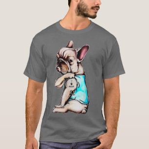 Dog French Bulldog Dog Tattoo I Love Mum Mother's  T-Shirt