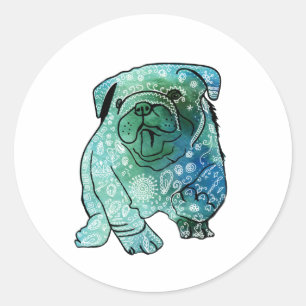 Dog French Bulldog Round Sticker, Glossy Classic Round Sticker
