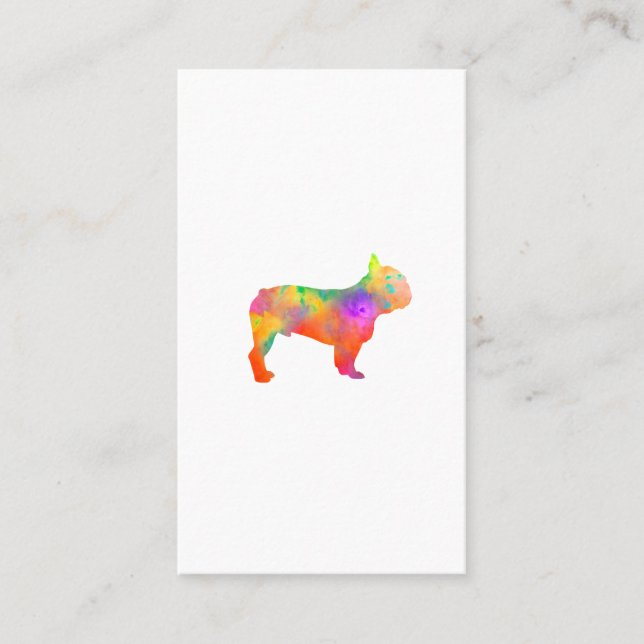 dog french bulldog silhouette business card (Front)
