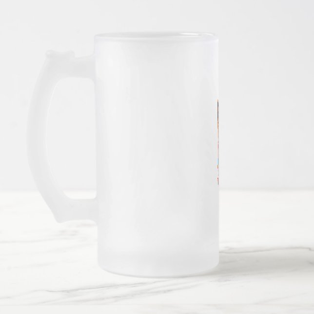 dog frosted glass beer mug (Left)