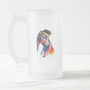 Dog Frosted Glass Beer Mug