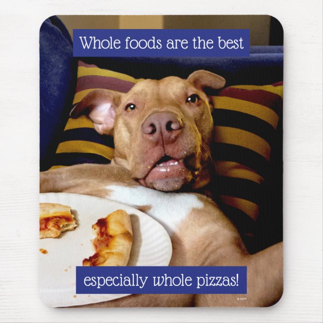 Dog Full Of Pizza Mouse Mat (Front)