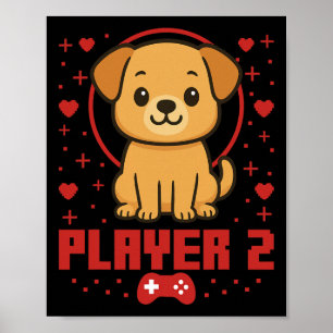 Dog Gamer Couple Dog Retro Pixel Arcade  Poster