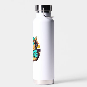 Dog Gamer, Retro Vintage Design Water Bottle