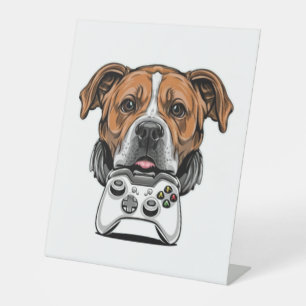 Dog Gamer - Video Game Pedestal Sign