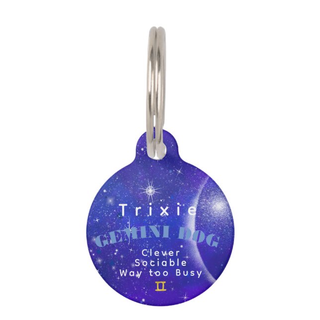 Dog Gemini Funny Zodiac Traits Custom  Pet Tag (Front)