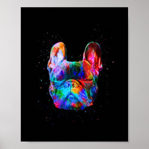 Dog Geometric Colour Splash Pop Art French Bulldog Poster