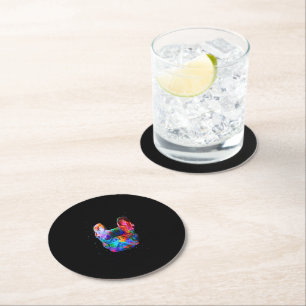 Dog Geometric Colour Splash Pop Art French Bulldog Round Paper Coaster