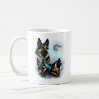Dog German Shepherd Howling at the Moon Coffee Mug