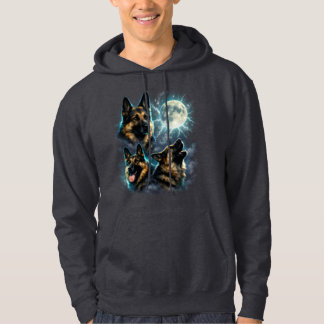 Dog German Shepherd Howling at the Moon Hoodie