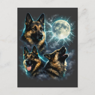 Dog German Shepherd Howling at the Moon Postcard