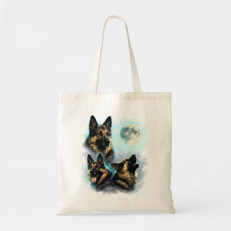 Dog German Shepherd Howling at the Moon Tote Bag