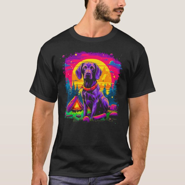 Dog German Shorthaired Pointer Camping Nature T-Shirt (Front)